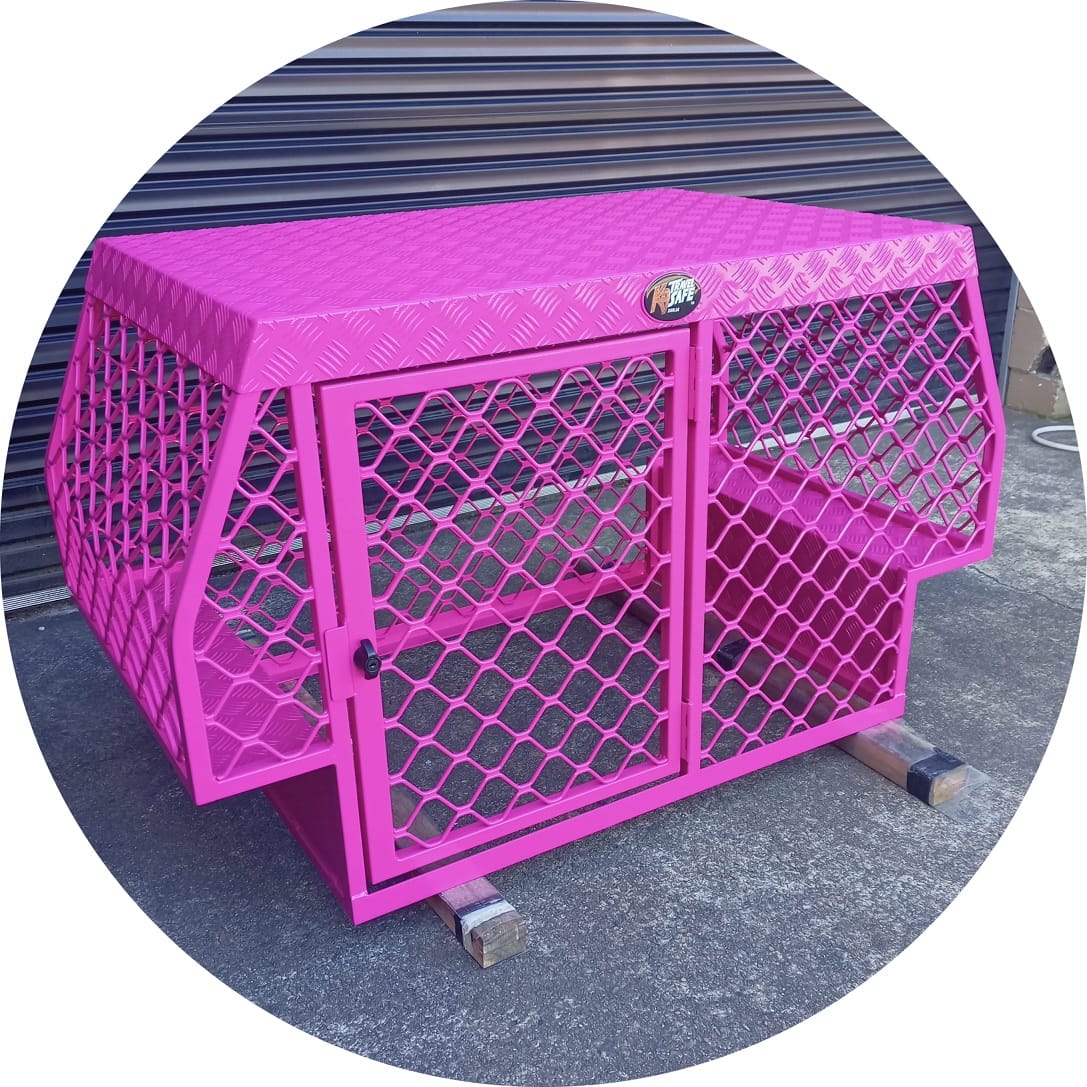 powdercoated pink dogcage